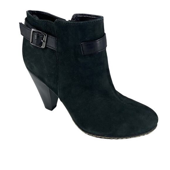 EURO Soft by SOFFT Sz 9 Serafina Black Ankle Boots Heel Side Zip Leather Comfy - Picture 3 of 16